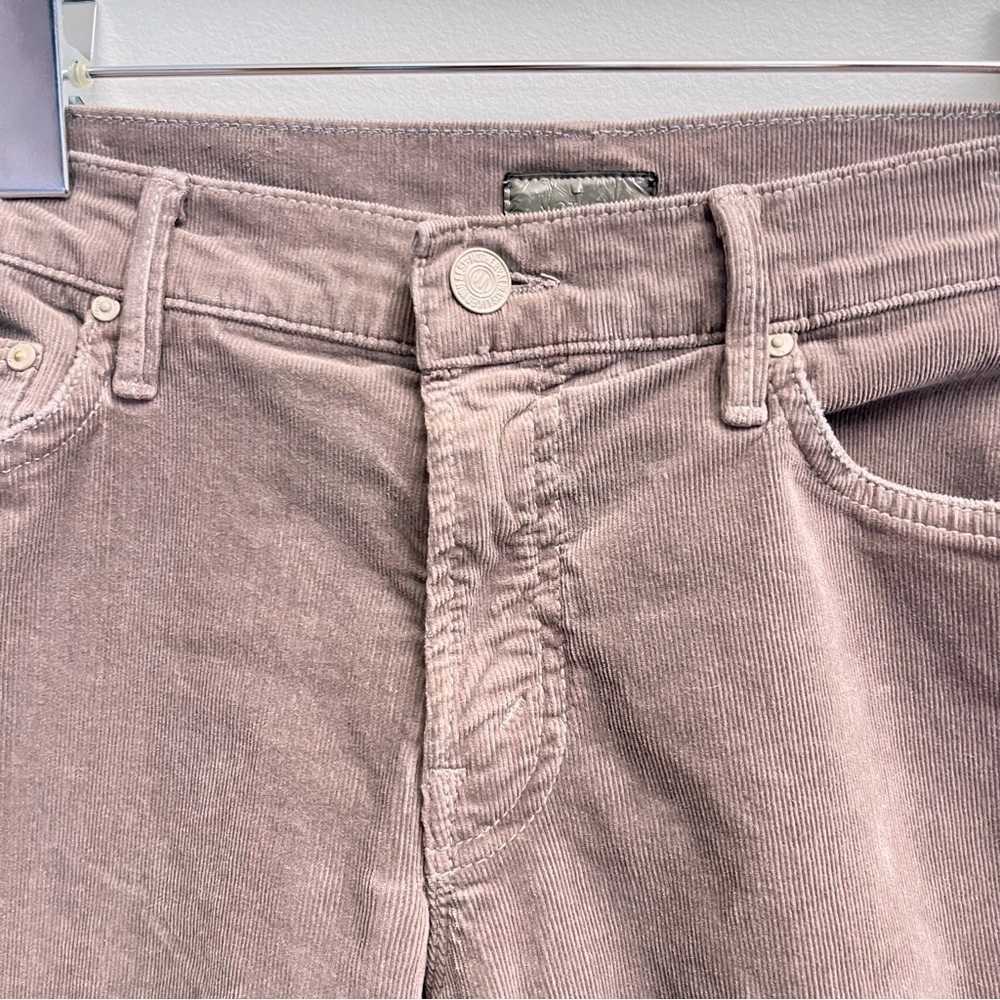 Mother Hopscotch Dropout Corduroy Straight Cropped Pants in Beaver 2 Brown - Picture 5 of 12